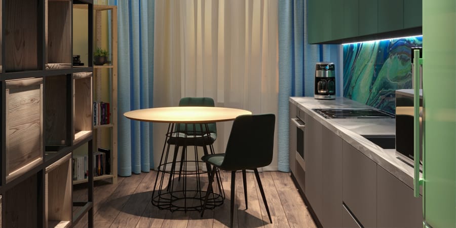 Яркий дизайн-проект для двухкомнатной квартиры на Чёрной речке